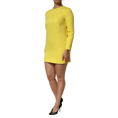 Dolce & Gabbana Yellow Viscose Acetate Mini Long Sleeve Dress