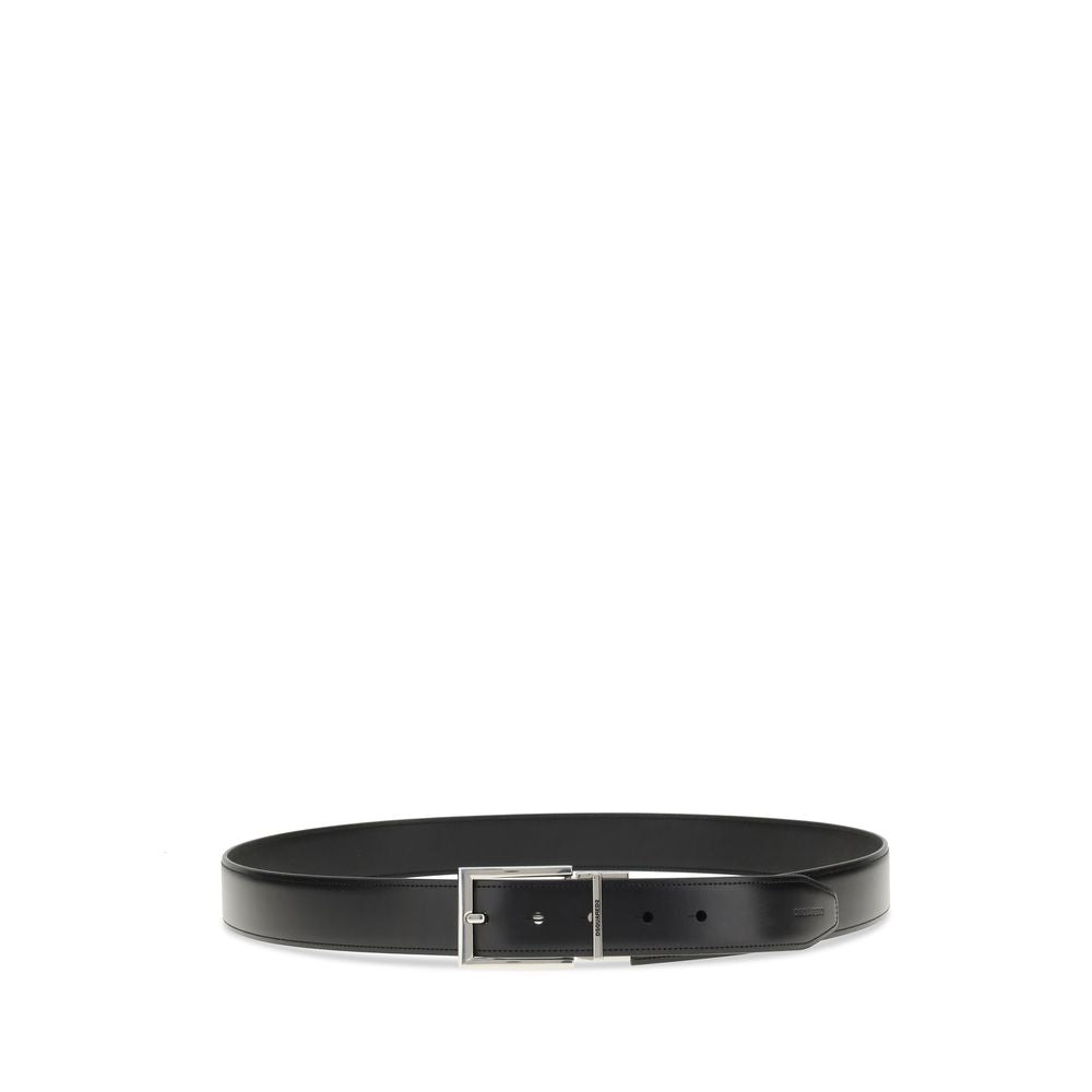 Dsquared² Black Calf Leather Bos Taurus Regular Belt with interchangeable buckles from 4-in-1 Belt Gift Box, AW25