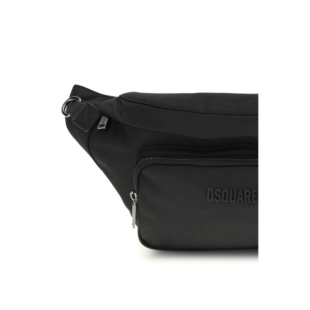 Dsquared² Black Polyamide Shoulder Bag with zip pockets and adjustable belt for versatile urban use.