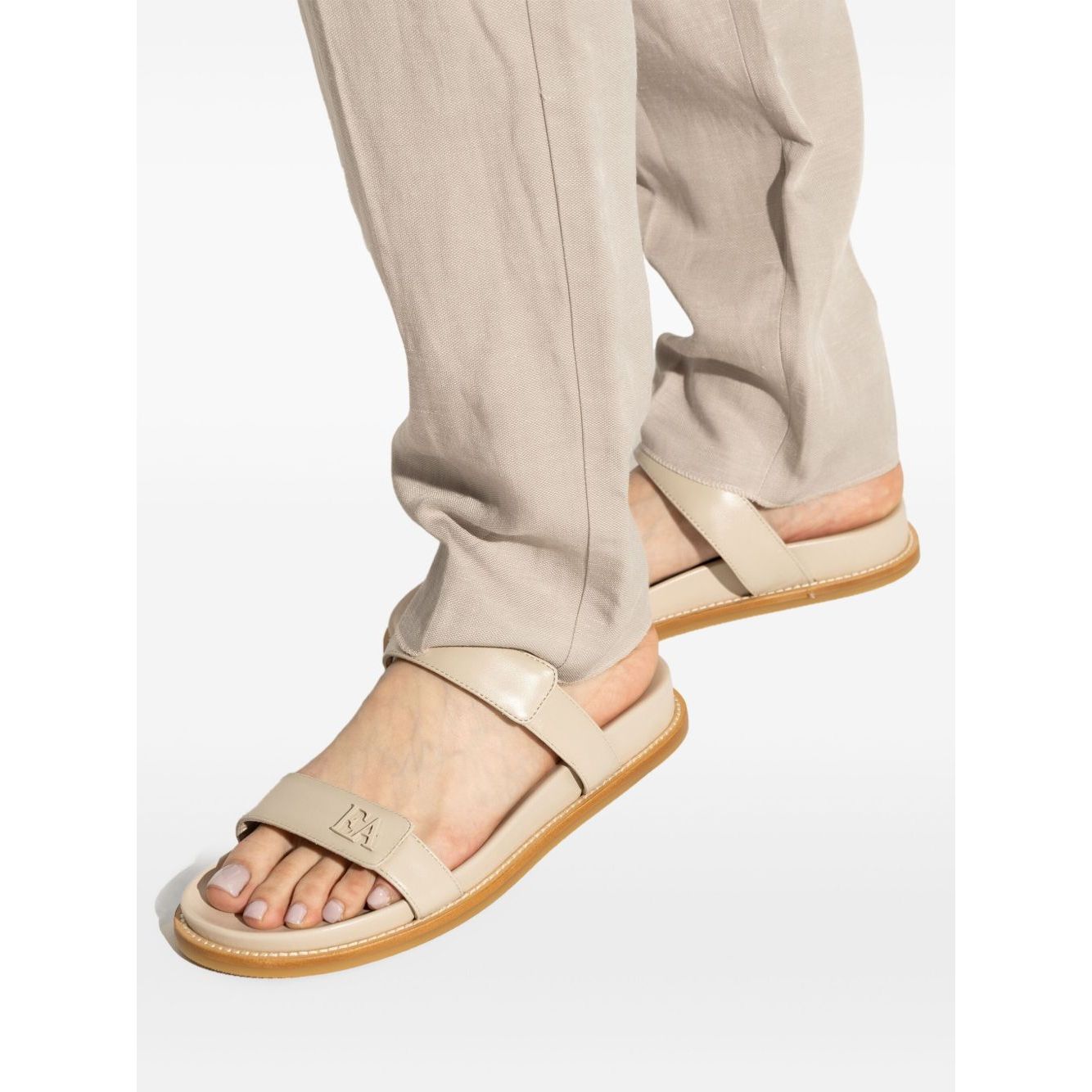 EMPORIO ARMANI EXCLUSIVE Emporio Armani Leather Slide Sandals