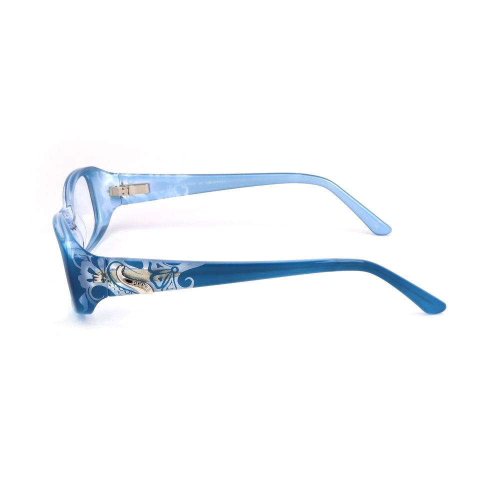 Emilio Pucci Blue Plastic Glasses (Frames) side view in gradient blue with decorative details.