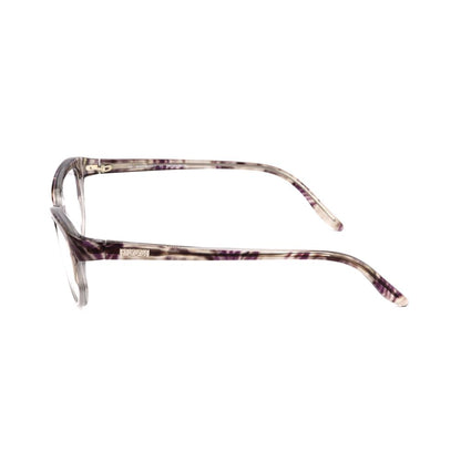 Side view of Emilio Pucci Gray Plastic Glasses (Frames) in zebra and transparent gray, showcasing temple design and logo detail.