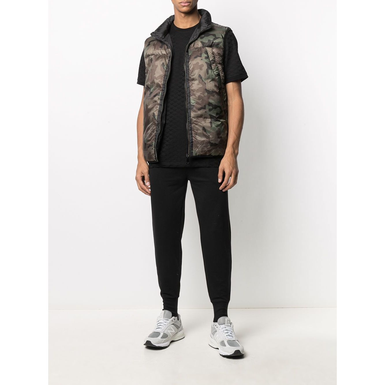 Emporio Armani Mercerised-jersey T-shirt with all-over jacquard eagle