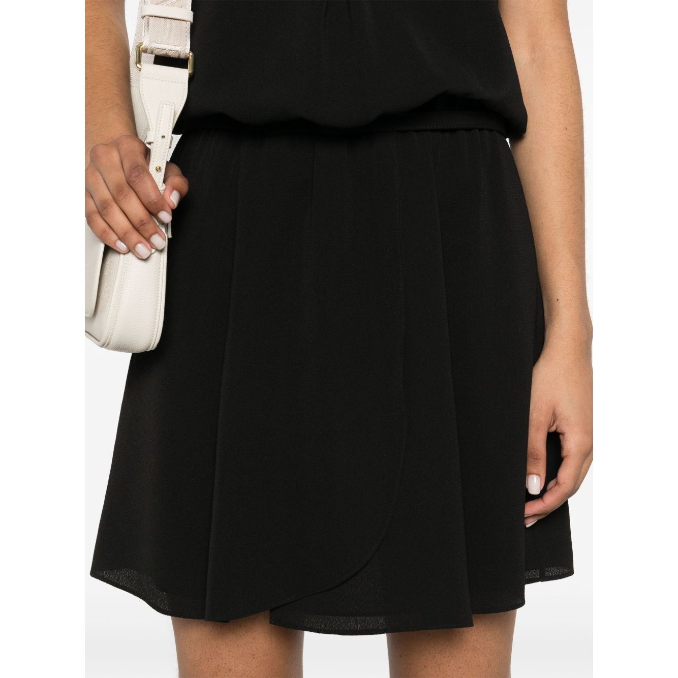 Emporio Armani Short dress with gathered waist and belt in flowing crepe