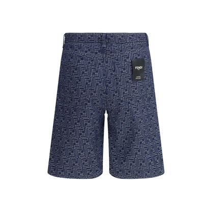 Fendi Blue Cotton Bermuda Shorts