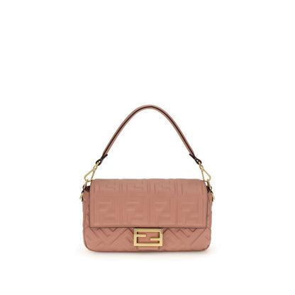 Fendi Multicolor Calf Leather Bos Taurus Shoulder Bag in pink, FF embossed, gold-finish hardware, 27x27x6, AW25 collection.