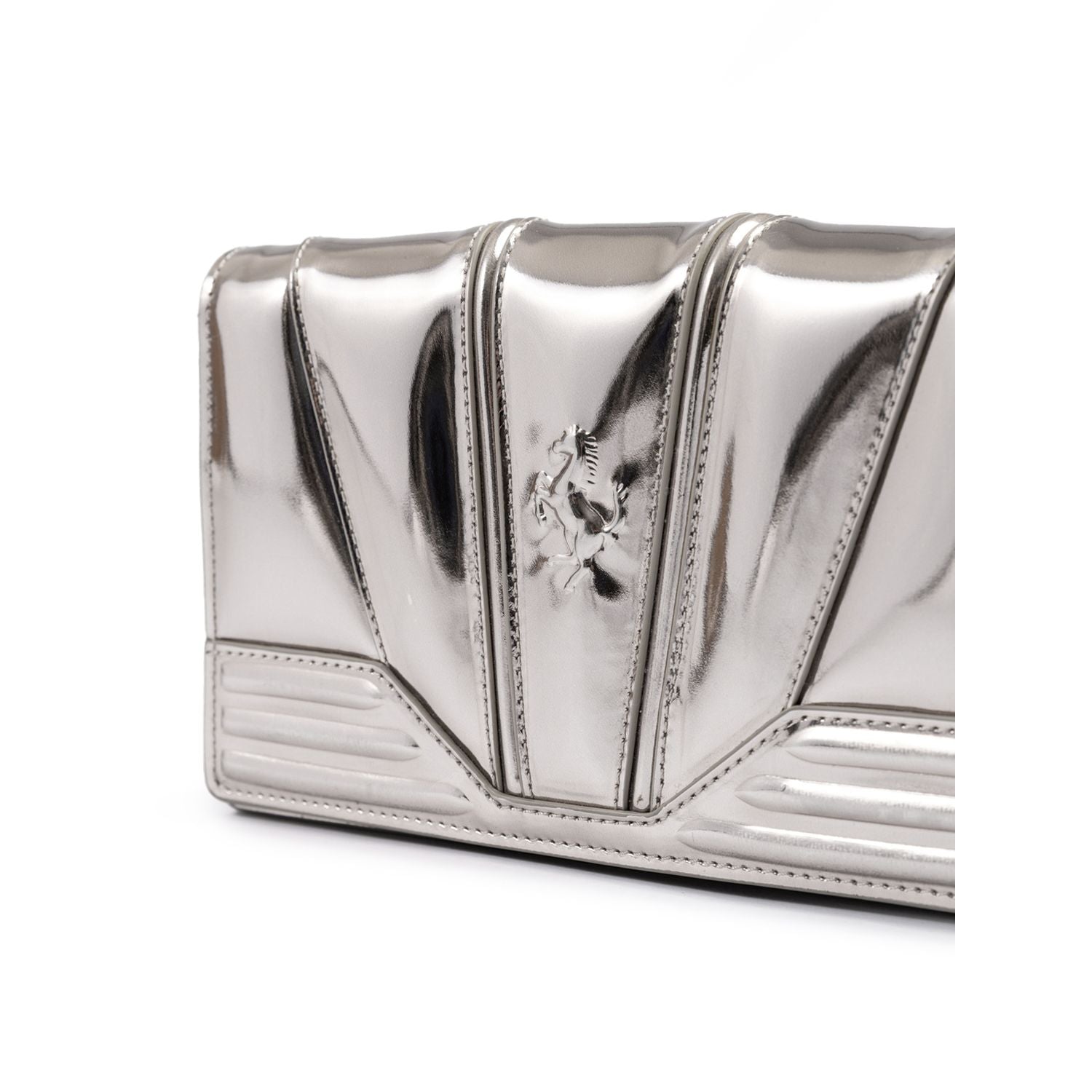 Ferrari Metal Silver GT patent leather bag with chain