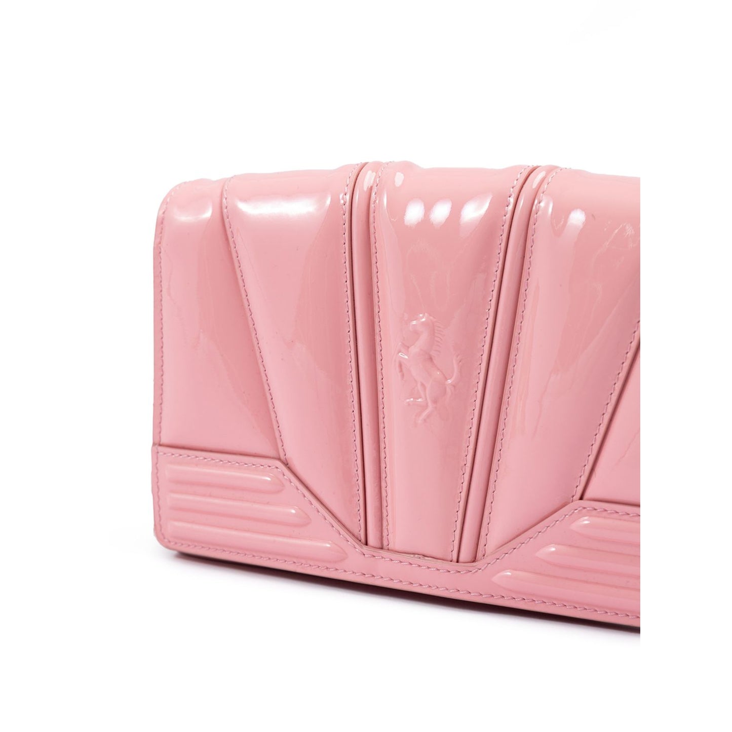 Ferrari Pink GT patent leather bag with chain