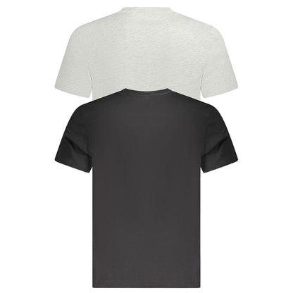 Fila Black Cotton Men T-Shirt in black and grey, organic cotton, short sleeves, crew neck, bold print