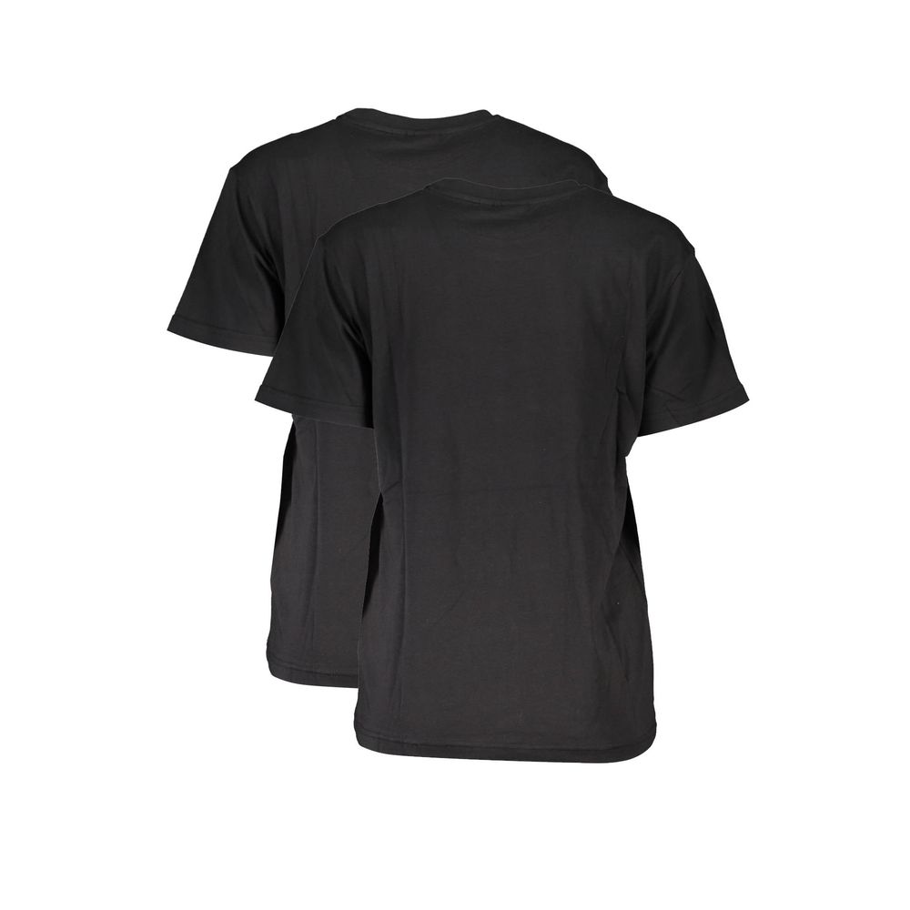Fila Black Cotton Women T-Shirt Twin Pack with short sleeves and crew neck, organic cotton, featuring Fila branding, back view.