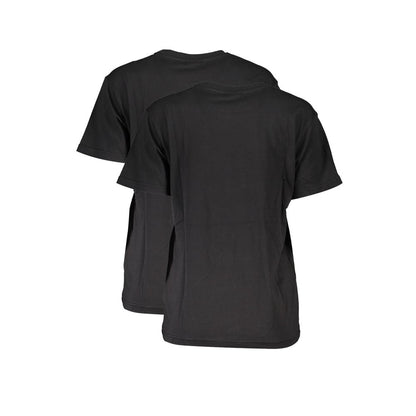 Fila Black Cotton Women T-Shirt Twin Pack with short sleeves and crew neck, organic cotton, featuring Fila branding, back view.