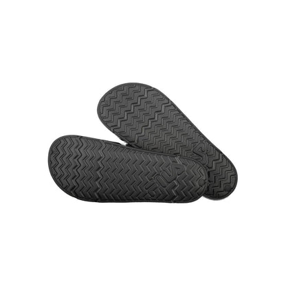 Bottom view of Fila Black Polyethylene Men Sandal showing textured soles