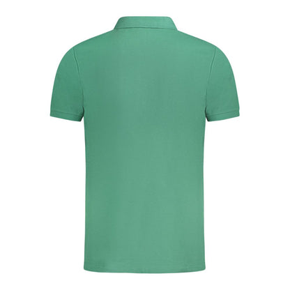 Back view of Fila Green Cotton Men Polo Shirt with subtle Sunchon design and embroidery.