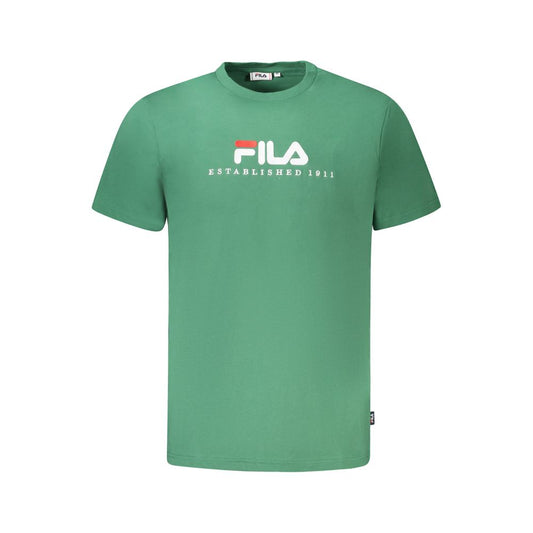 Fila Green Cotton T-Shirt, unisex short sleeve, crew neck with embroidery logo, made of organic cotton.