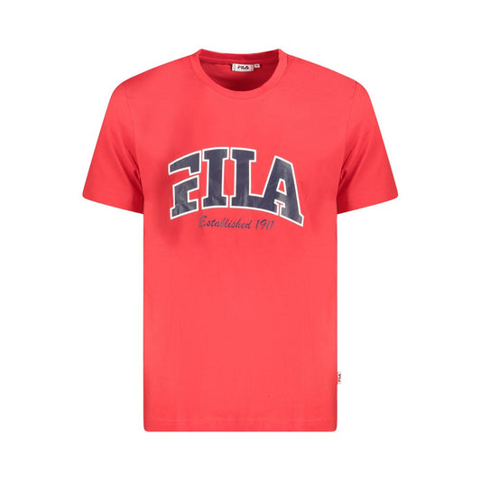 Fila Red Cotton Men T-Shirt with graphic print and logo on front