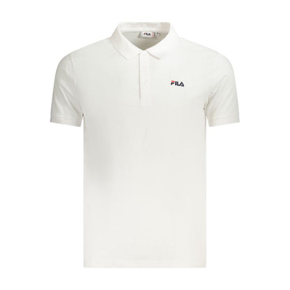Fila White Cotton Men Polo Shirt with Fila embroidery and 3-button placket for stylish casual wear.