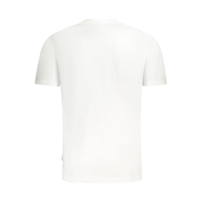 Back view of Fila White Cotton Men T-Shirt showcasing regular fit and crew neck