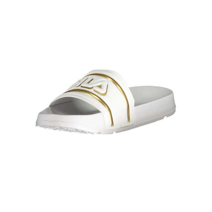 Fila White Polyethylene Sandal with Morro Bay Logo and Gold Details
