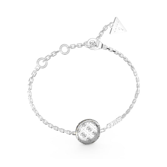 GUESS JEWELS JEWELRY Mod. JUBB04264JWRHS silver bracelet with round charm and logo detail