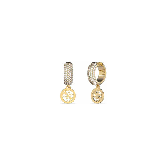 GUESS JEWELS JEWELRY Mod. JUBE03301JWYGT-U gold earrings with crystal embellishments and logo charms.