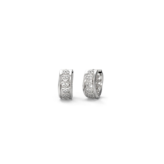 GUESS JEWELS JEWELRY Mod. JUBE04604JWRHT-U silver hoop earrings with floral design