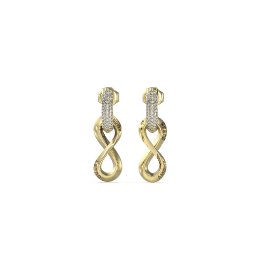 GUESS JEWELS JEWELRY Mod. JUBE05051JWYGT-U gold infinity earrings with crystal accents, elegant design for a luxury look.