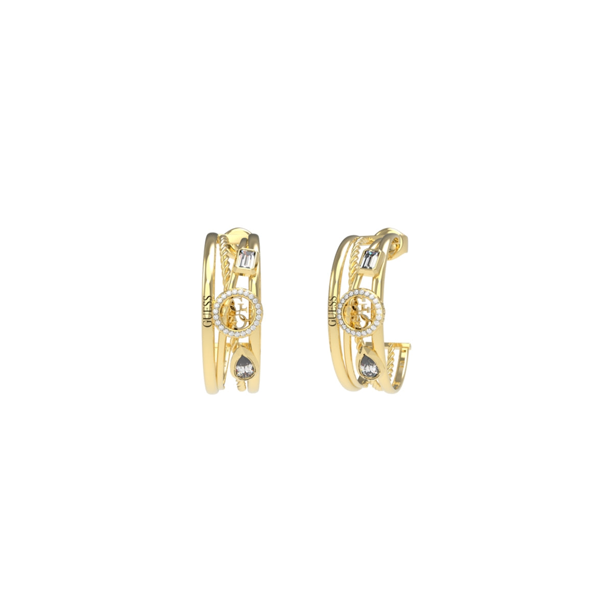 GUESS JEWELS JEWELRY Mod. JUBE05236JWYGT-U gold and crystal hoop earrings