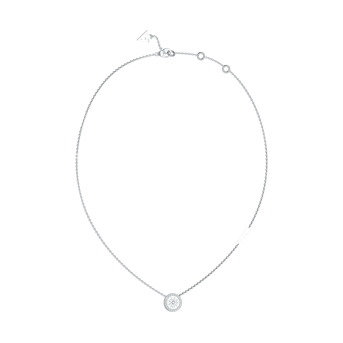 Alt Tag: GUESS JEWELS JEWELRY Mod. JUBN04080JWRHT-U silver necklace with round pendant