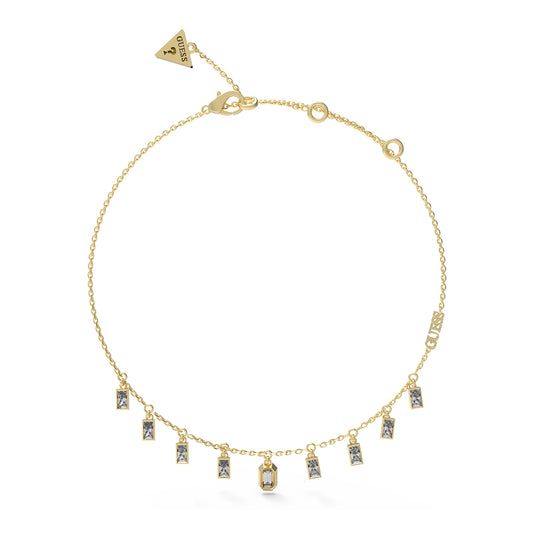 Alt Tag: GUESS JEWELS JEWELRY Mod. JUBN04250JWYGT-U gold bracelet with small gemstones.