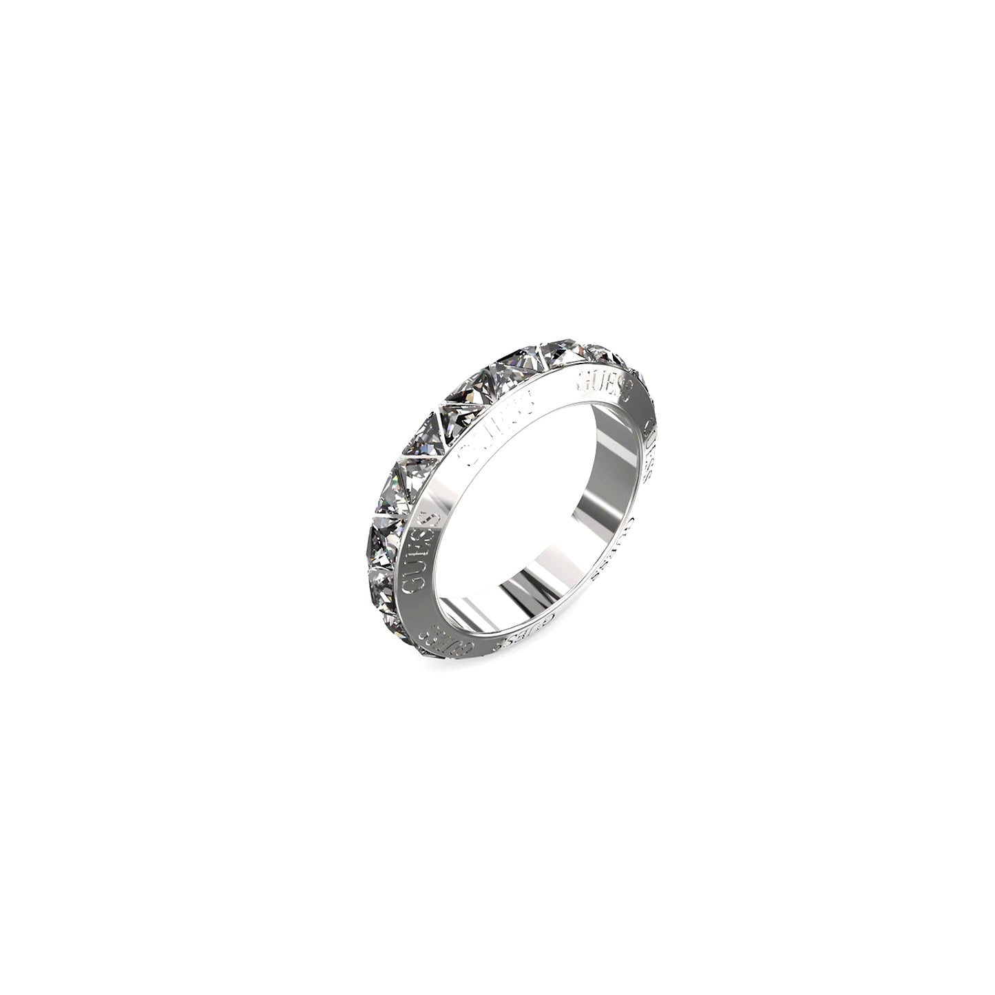 Alt Tag: GUESS JEWELS JEWELRY Mod. JUBR04575JWRH52 silver ring with crystal embellishments