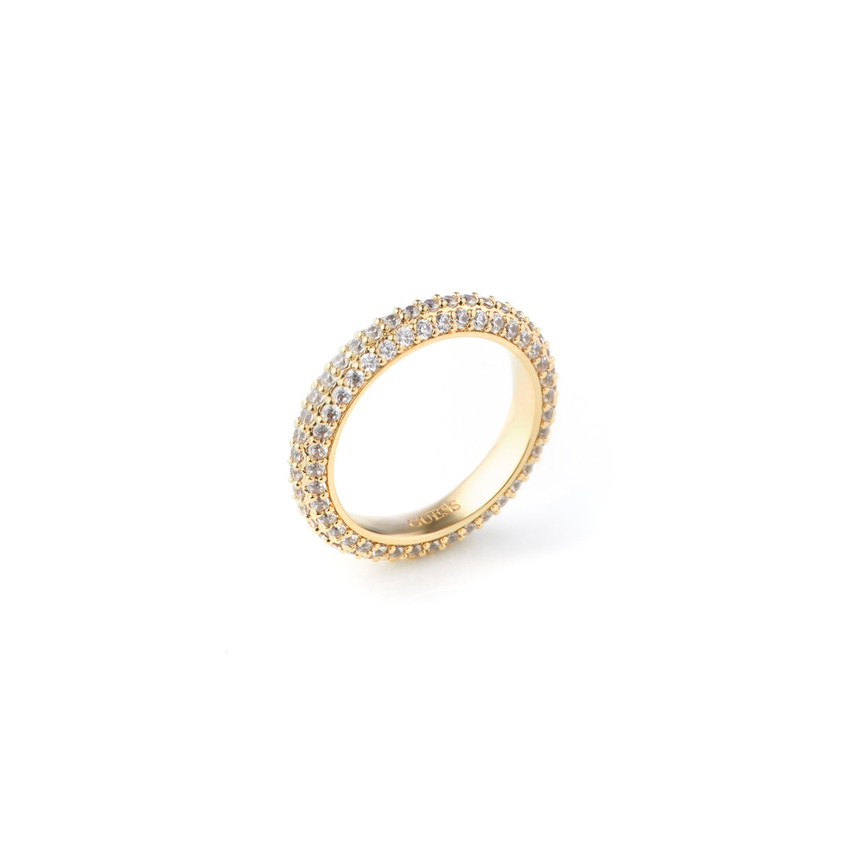 Elegant gold ring with crystals, featuring GUESS JEWELS JEWELRY Mod. JUBR04672JWYG52.