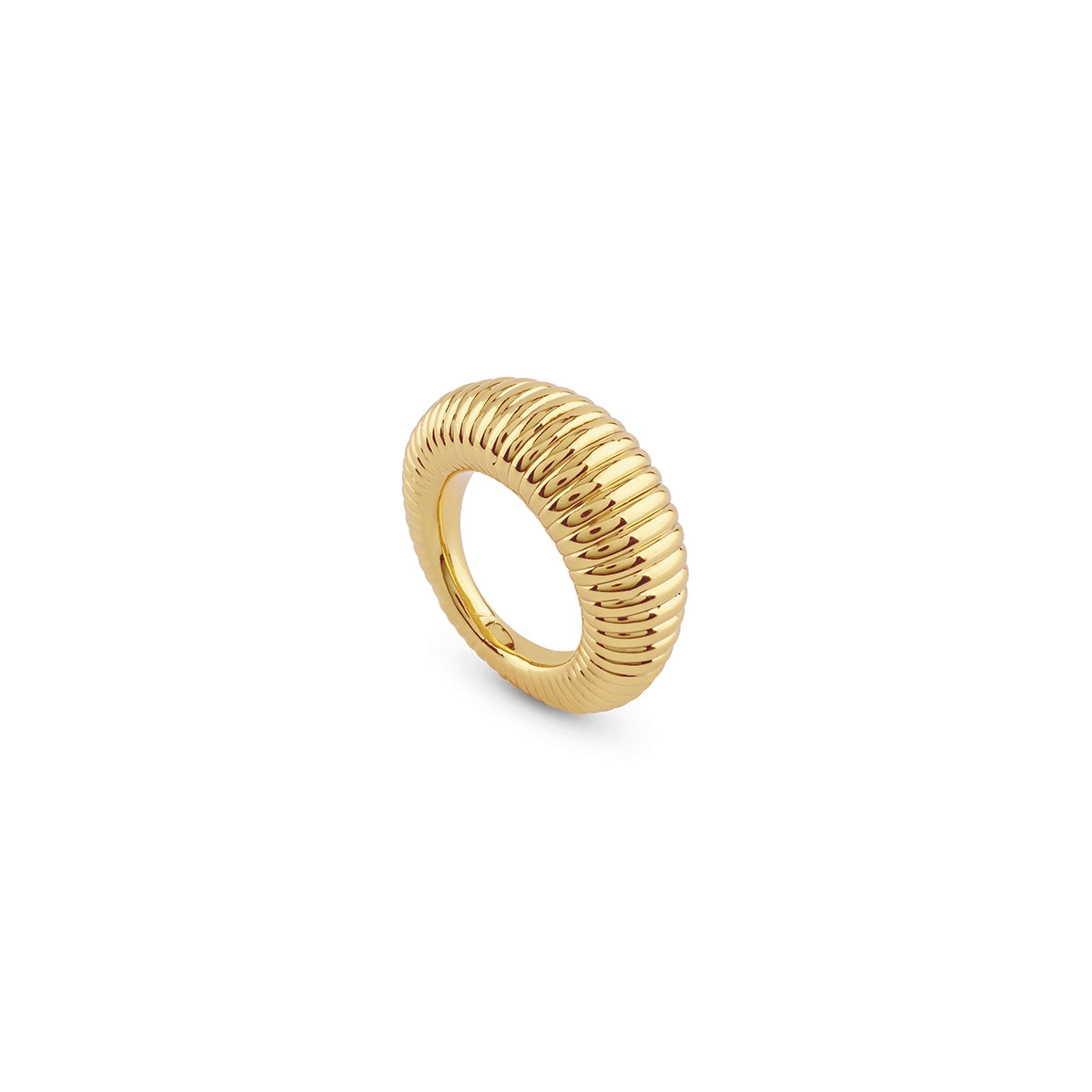 GUESS JEWELS JEWELRY Mod. JUBR05336JWYG56 gold ring featuring ribbed design, showcasing luxury craftsmanship.