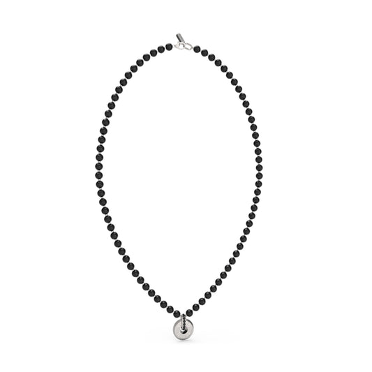 GUESS JEWELS JEWELRY Mod. JUMN04061JWSTBKT-U black beaded necklace with circular pendant