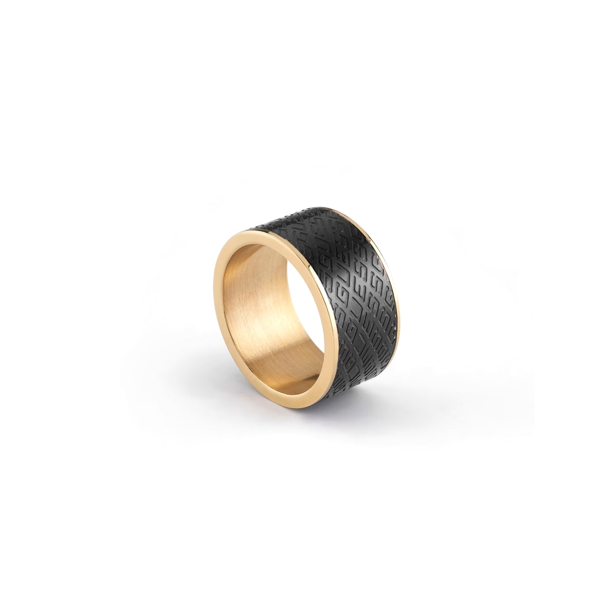 GUESS JEWELS JEWELRY Mod. JUMR03226JWYGBK64 gold and black ring