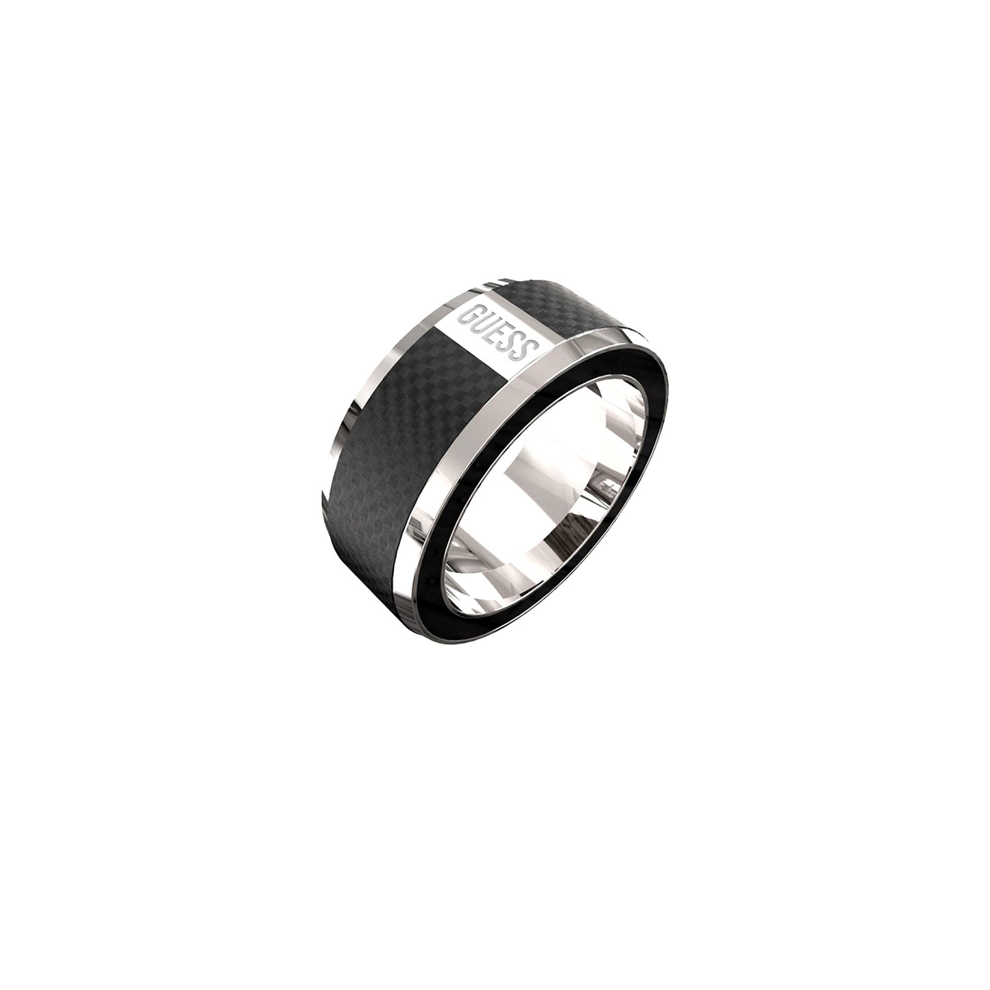 GUESS JEWELS JEWELRY Mod. JUMR04048JWSTBK64 ring with black and silver design
