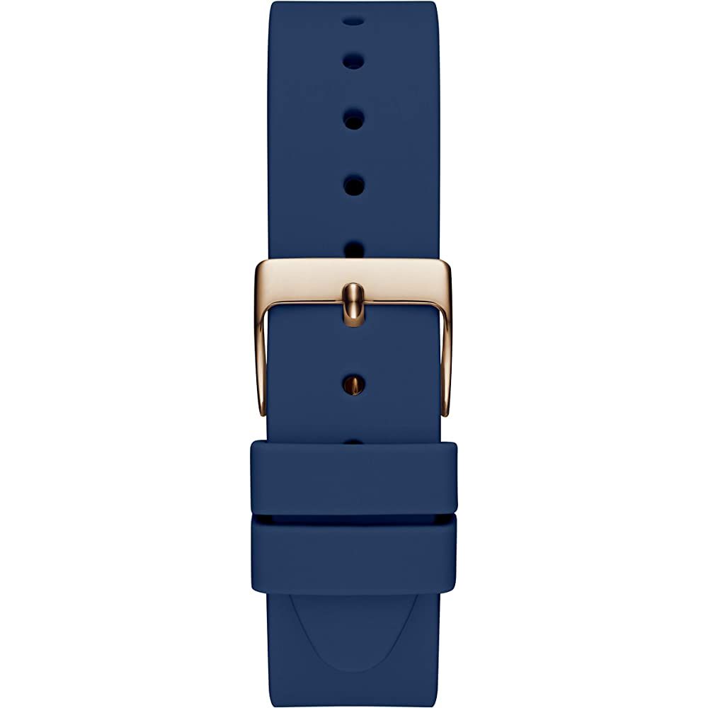 Blue silicone watch strap with gold buckle for GUESS Mod. GW0222L2, suitable for ladies.