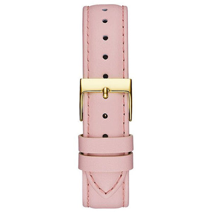 Pink leather watch strap with gold-tone buckle