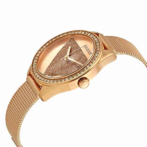 GUESS Mod. W1142L4 watch with quartz movement, rose gold case, and mesh strap.