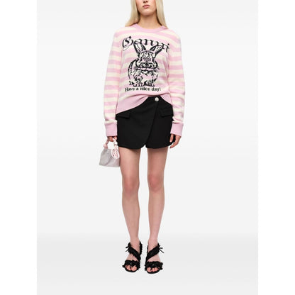Ganni Striped Graphic Wool Bunny Jumper Topwear