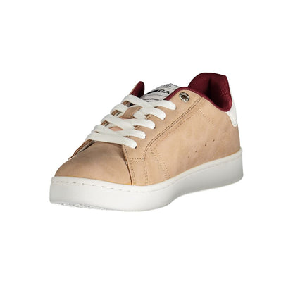 Gas Pink Polyester Women Sneaker with bordeaux accents and logo, sporty comfort and style shoes made of poly-blend material.