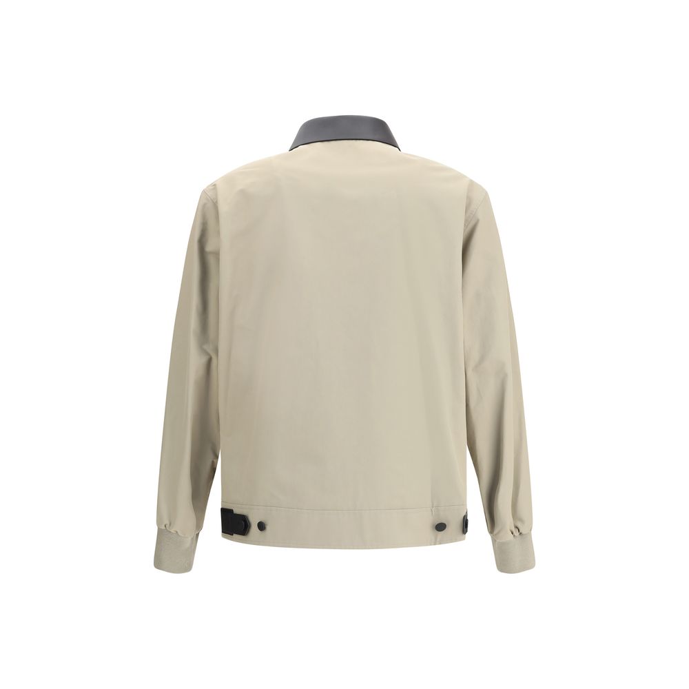Givenchy Beige Cotton Jackets And Coat with back view showcasing leather collar and flap pockets.