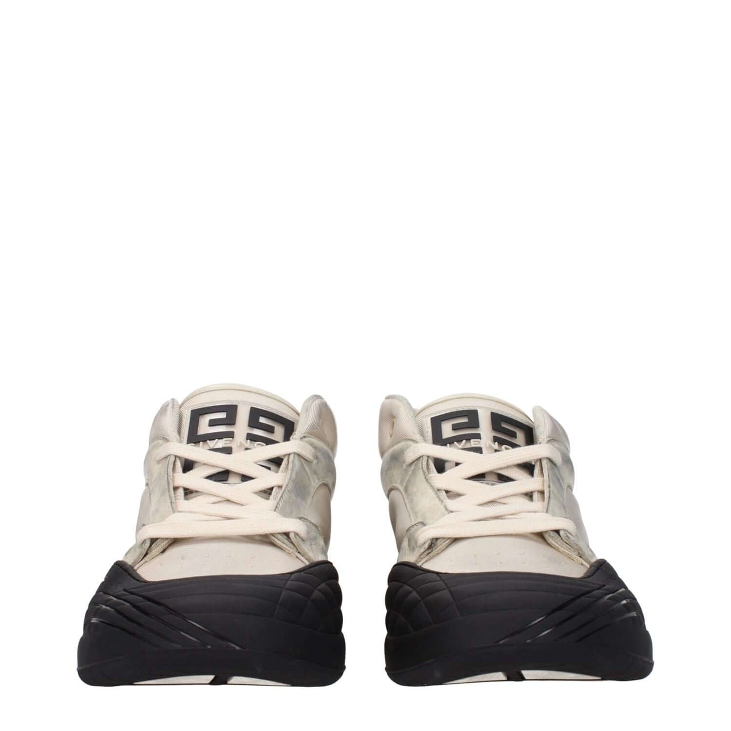 Front view of Givenchy Beige Fabric Chunky Sneakers with vintage effect and lace-up closure.