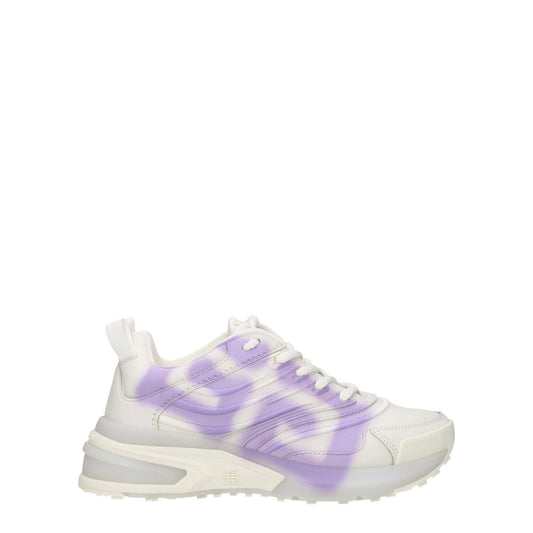 Alt Tag: Givenchy Beige Leather Low Top Sneakers with lilac accents, lace-up closure, rubber sole, side details, logos, and mid heel.
