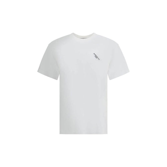 Givenchy White Cotton T-Shirt with angled logo and ribbed crew neck for contemporary style and comfort, AW25 Season.