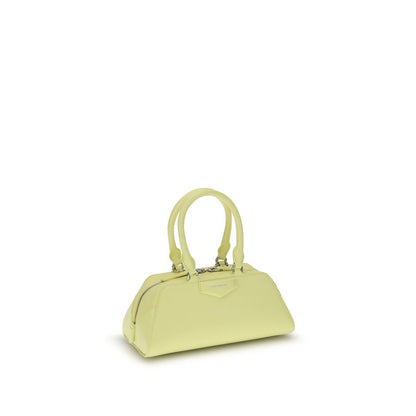 Givenchy Yellow Calf Leather Bos Taurus Handbag with articulated handles and embossed branding, featuring an elegant structured design.