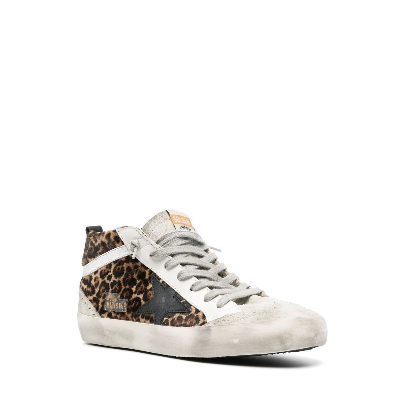 Golden Goose Mid Star Leo ponyskin shoe with star and comma