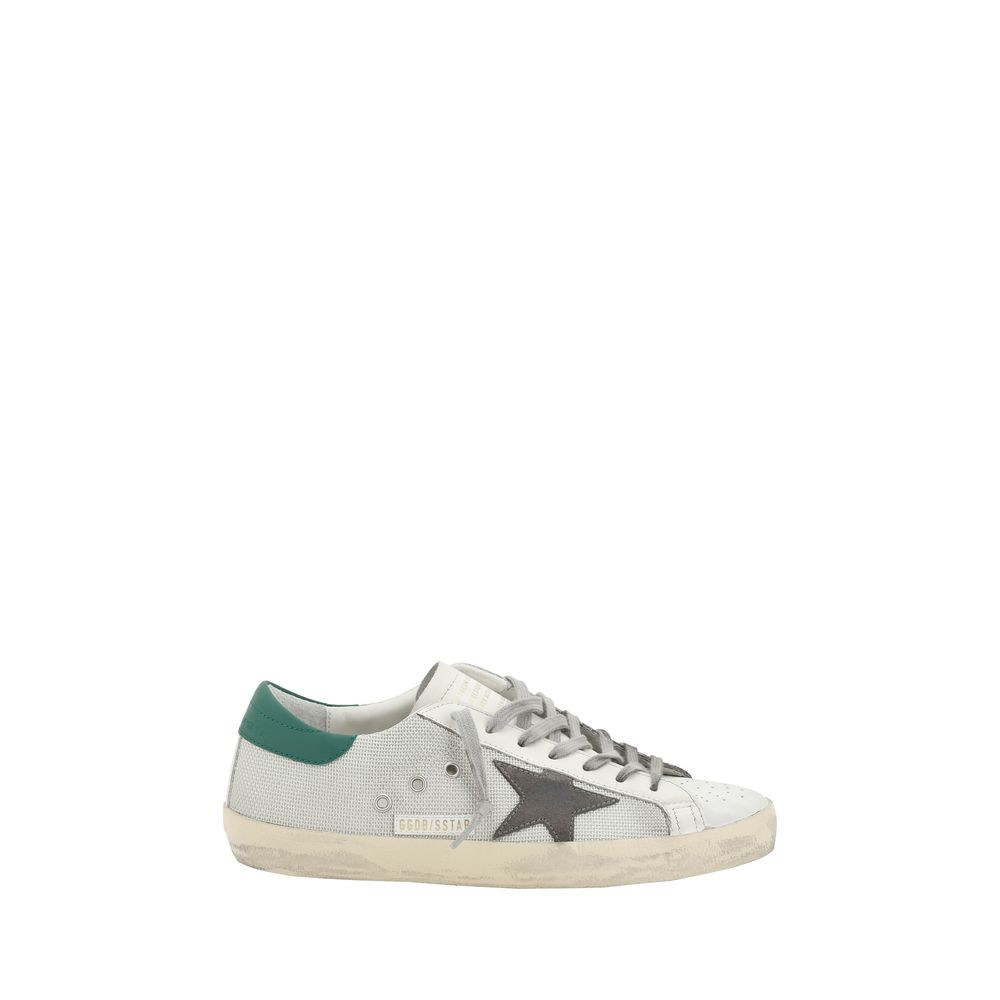 Golden Goose White Calf Leather Bos Taurus Low Top Sneakers with star patch and vintage effect design