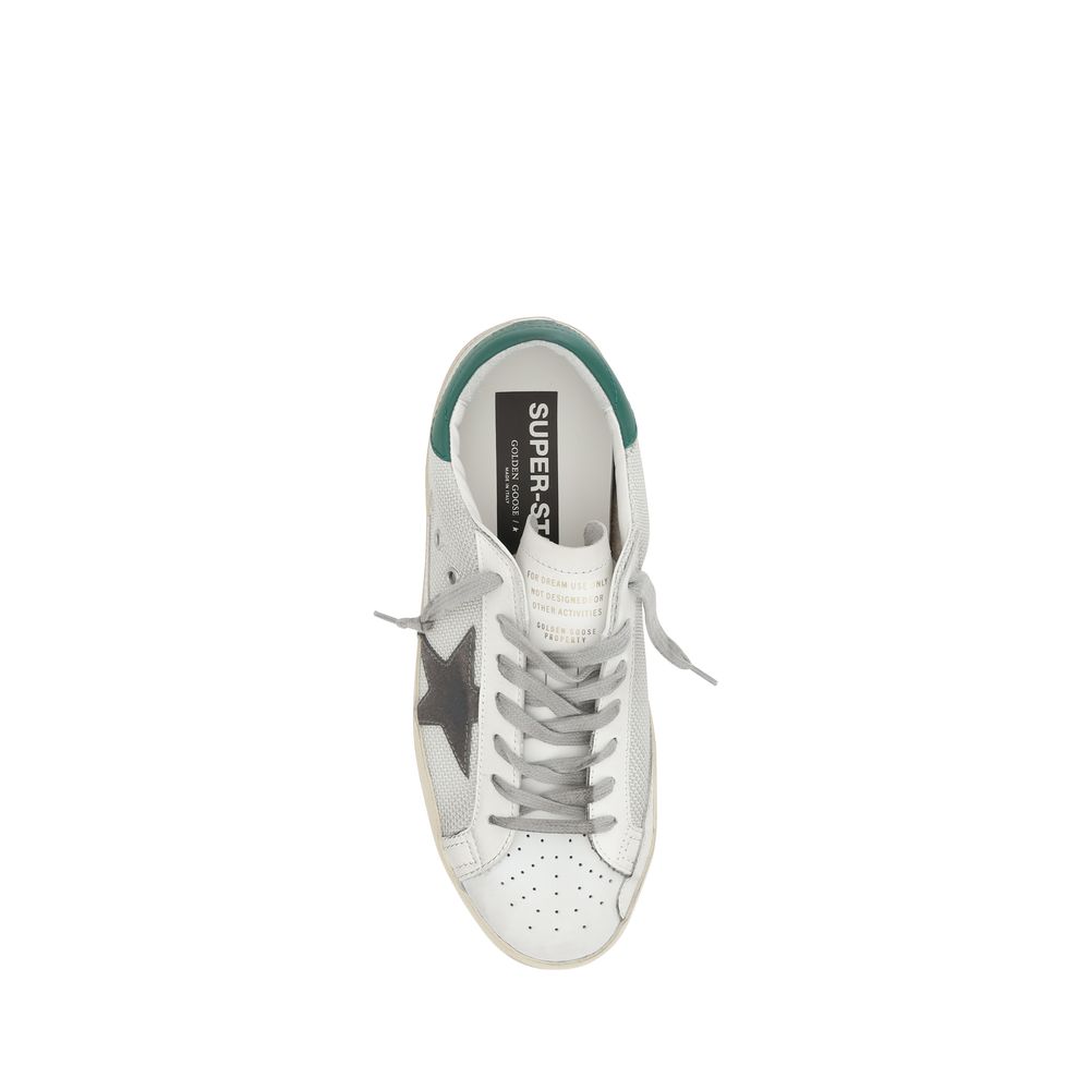 Golden Goose White Calf Leather Bos Taurus Low Top Sneakers with vintage effect and iconic star patch.