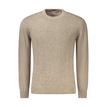 Guess Jeans Beige Cotton Men Sweater with long sleeves and crew neck.