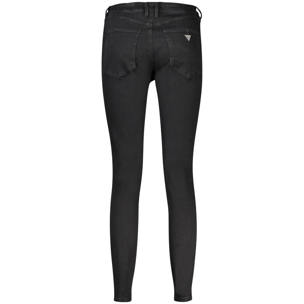 Back view of Guess Jeans Black Cotton Women Skinny Jean showcasing eco-friendly design and sleek silhouette.